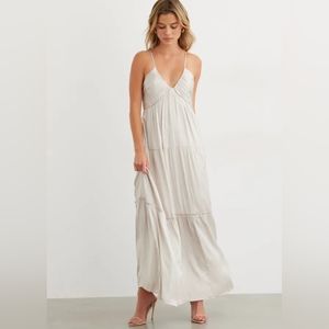Tiered Satin Maxi Dress Dynamite Size Medium